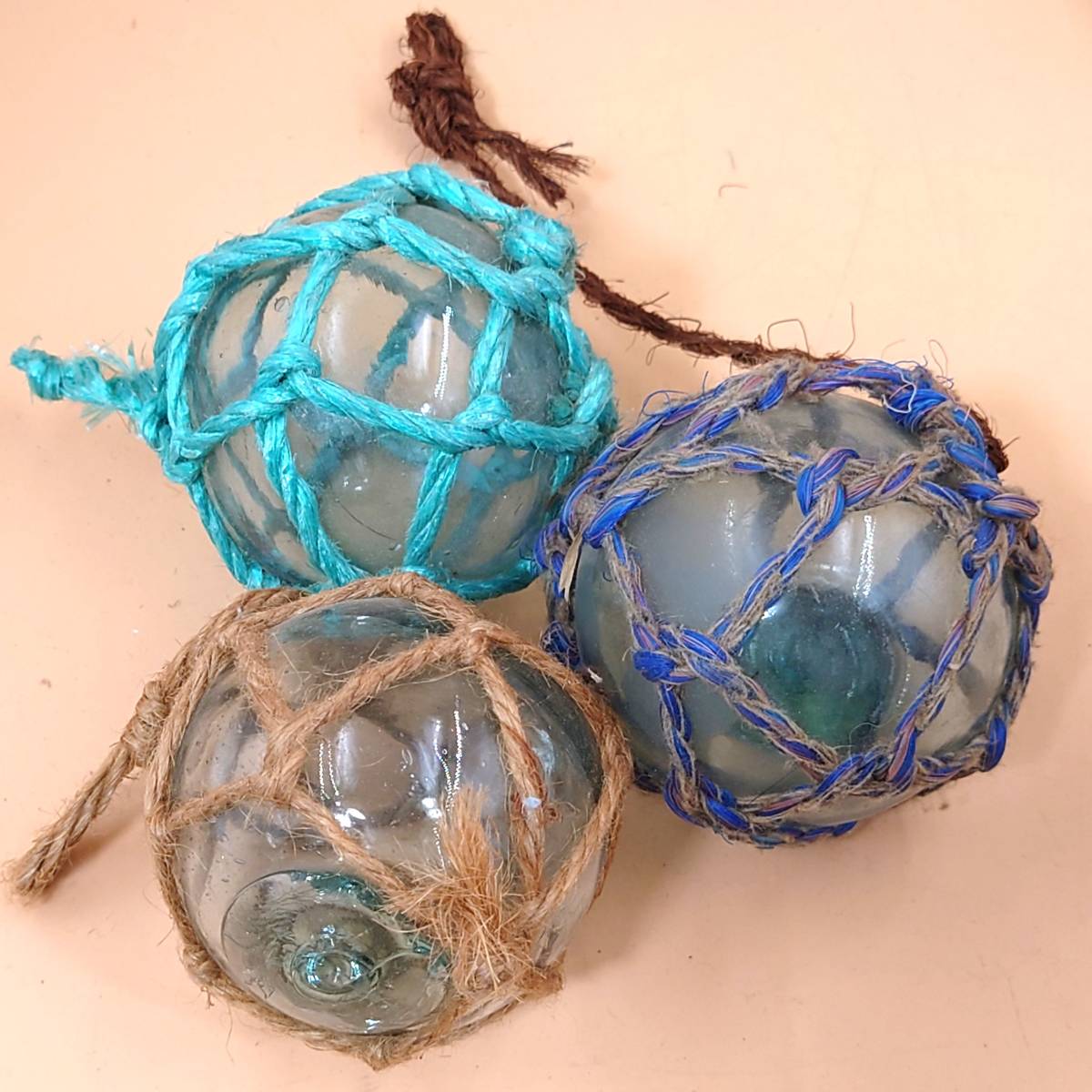 ☆【希少】 浮き玉 MK式硝子玉カバー付 気泡入り 12個セット ガラス玉