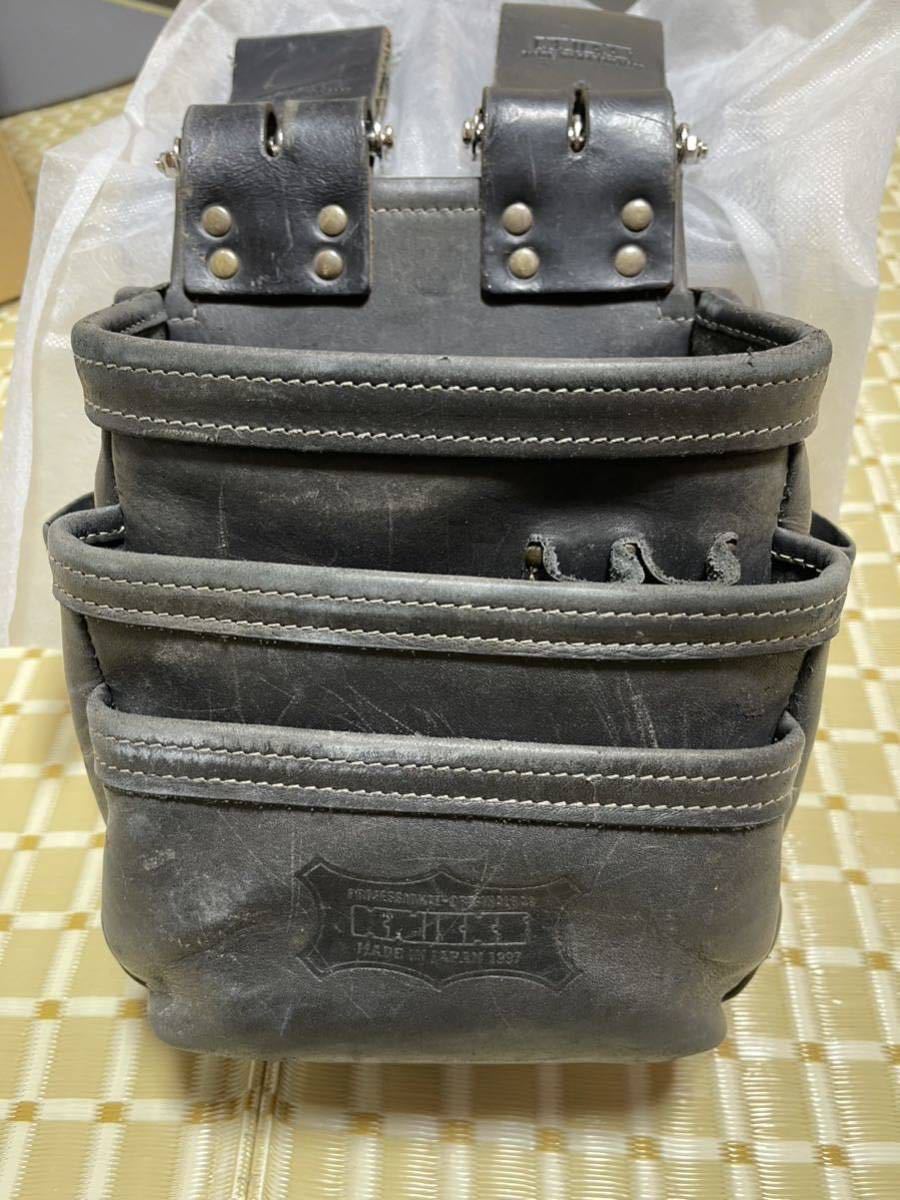 ☆送料無料☆ 美品 knicks 総ヌメ革 3段腰袋 ニックス 腰袋 革