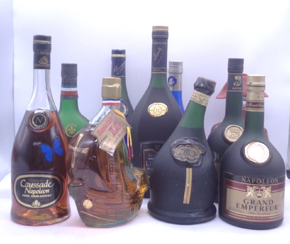 【同梱不可】1円スタート アルマニャック 等 ブランデー 10本セット シャボー ナポレオン 液面低下 等 古酒 X203876