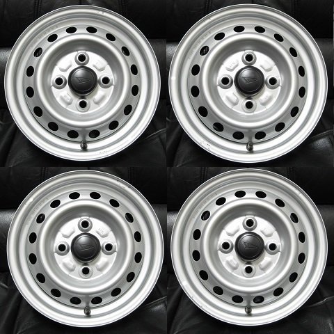 ■新車外し■ダイハツ ハイゼット純正スチールホイール12インチ 4本■ハブキャップ付き■軽トラ/軽バン用■