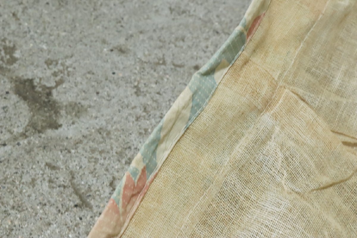 TB526生地 麻製の蚊帳◇カヤ/寝室/古布/襤褸/リメイク素材/手芸/裁縫/布地/夏/虫除け/古民具/インテリア/ビンテージ/古道具タグボート