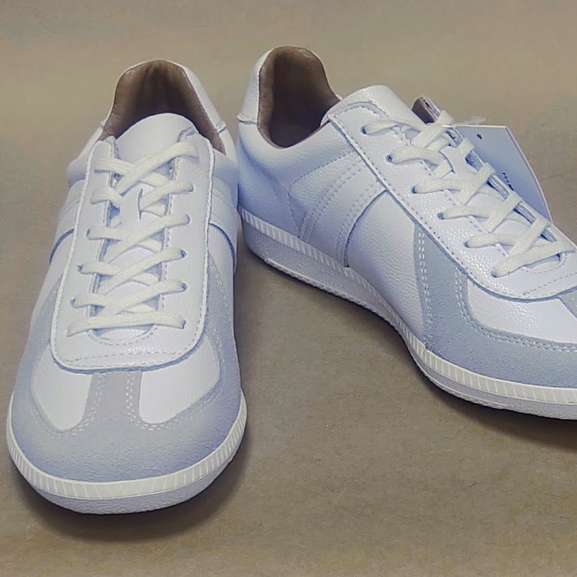 EU38≒24cm スニーカー ジャーマントレイナー白x白本革 GERMAN TRAINER