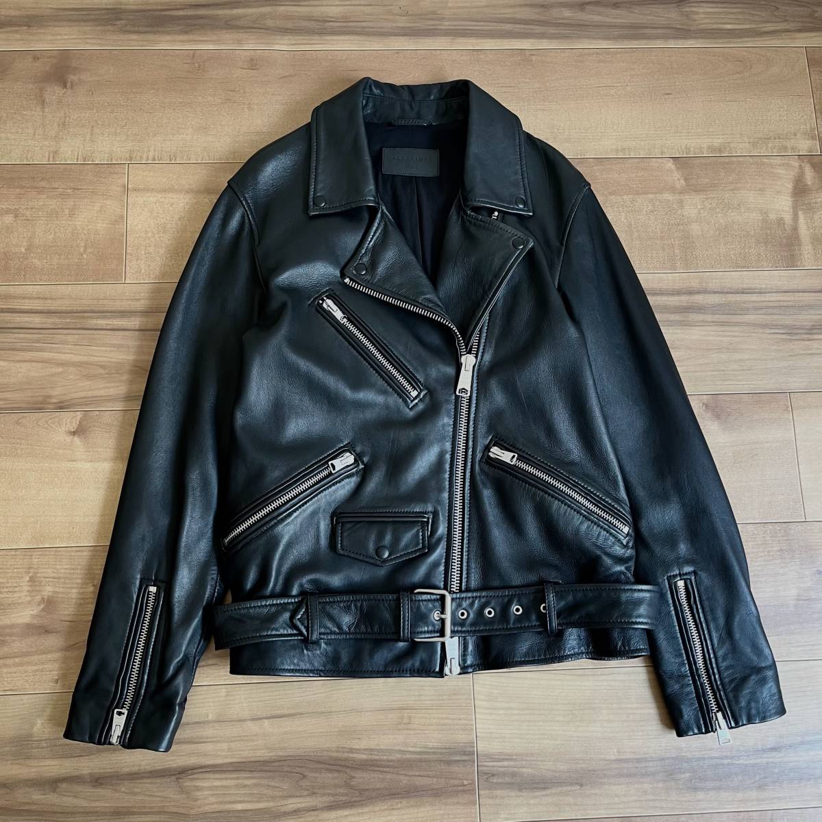 ALLSAINTS ブラックライダースジャケット UK10 ALLSAINTS ブラック レザーライダースジャケット UK 10 タグ付き All