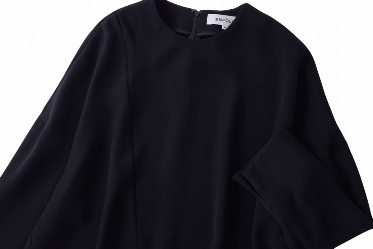 美品☆ENFOLDエンフォルド☆36size/7-9号☆ブラウス濃紺B163 【公式通販】