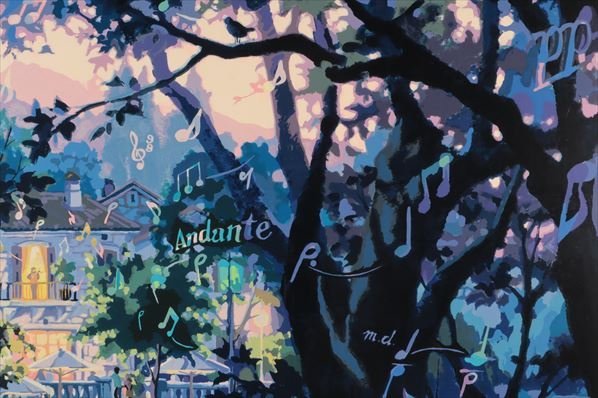 絵画 真作保証 笹倉鉄平「ヴァイオリンの森に」シルクスクリーン 820