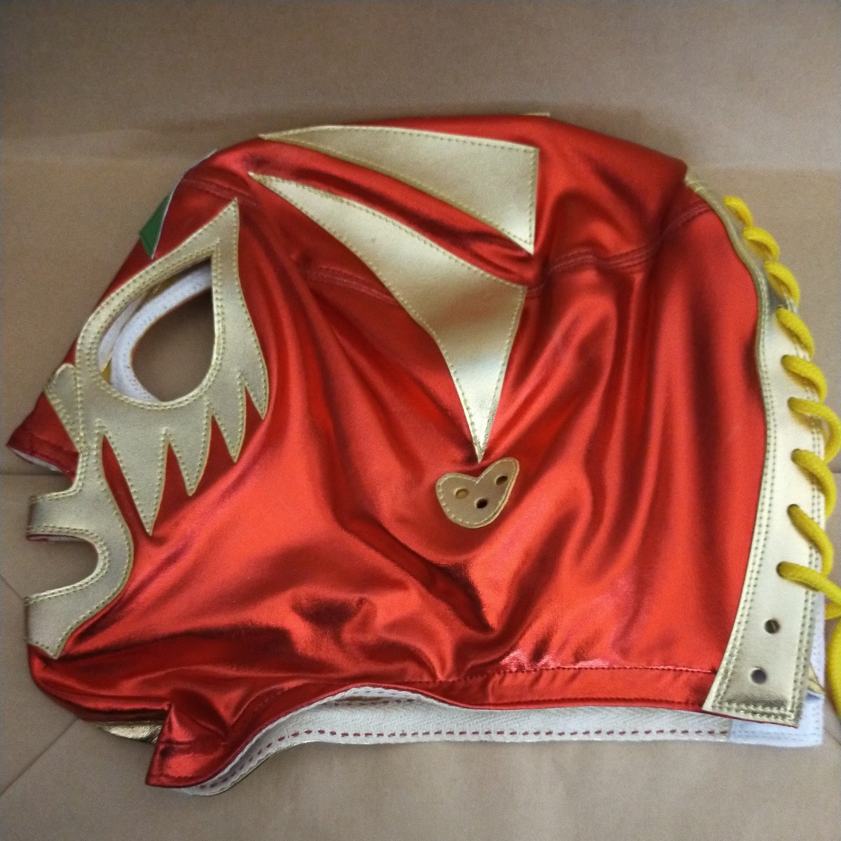 プロレスマスク 初代タイガーマスクIII金×赤ツートン 防縮処理済み 伝 
