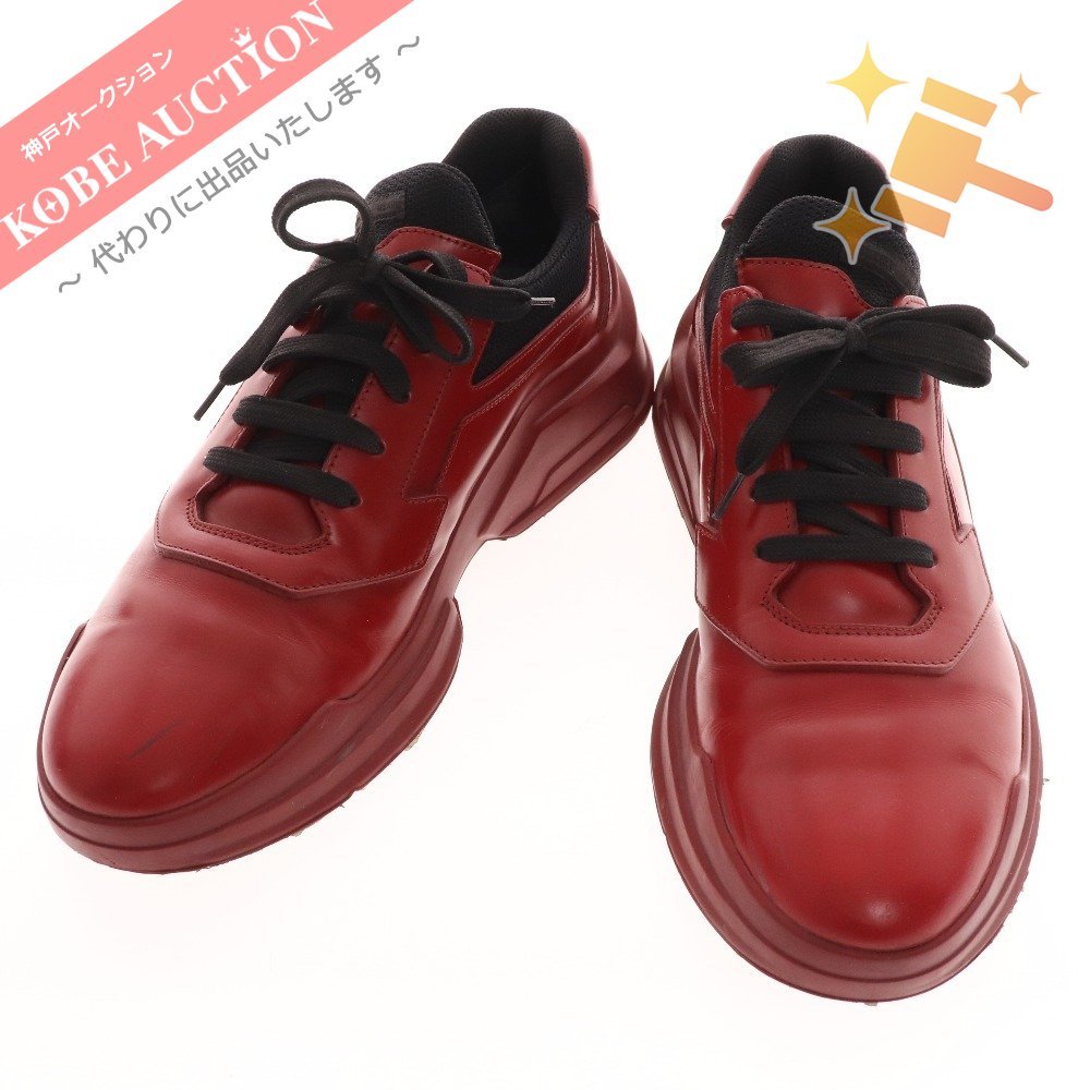 □ PRADA プラダ レザースニーカー シューズ 靴 2EG110 メンズ 7 1/2