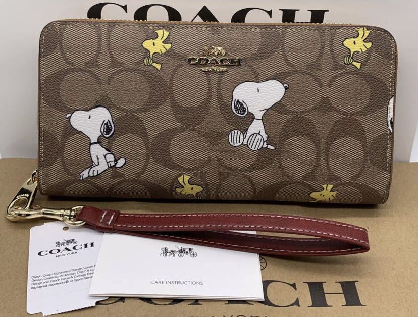 COACH 長財布 CE705 シグネチャー ピーナッツコラボ スヌーピー ウッドストック プリント アウトレット品
