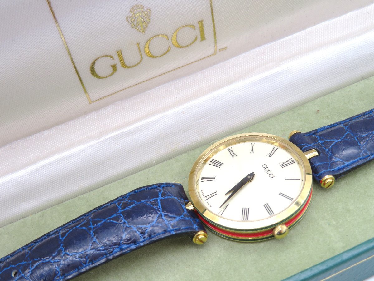 1円◇稼働◇　グッチ　　シェリー　白　クオーツ　ユニセックス　腕時計　ケース　936801