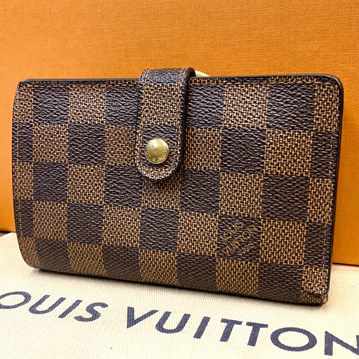 【中古】ルイヴィトン LOUISVUITTON 財布 二つ折り財布 ダミエ ポルトフォイユ ヴィエノワ N61674 MI0015 レザー ブラウン