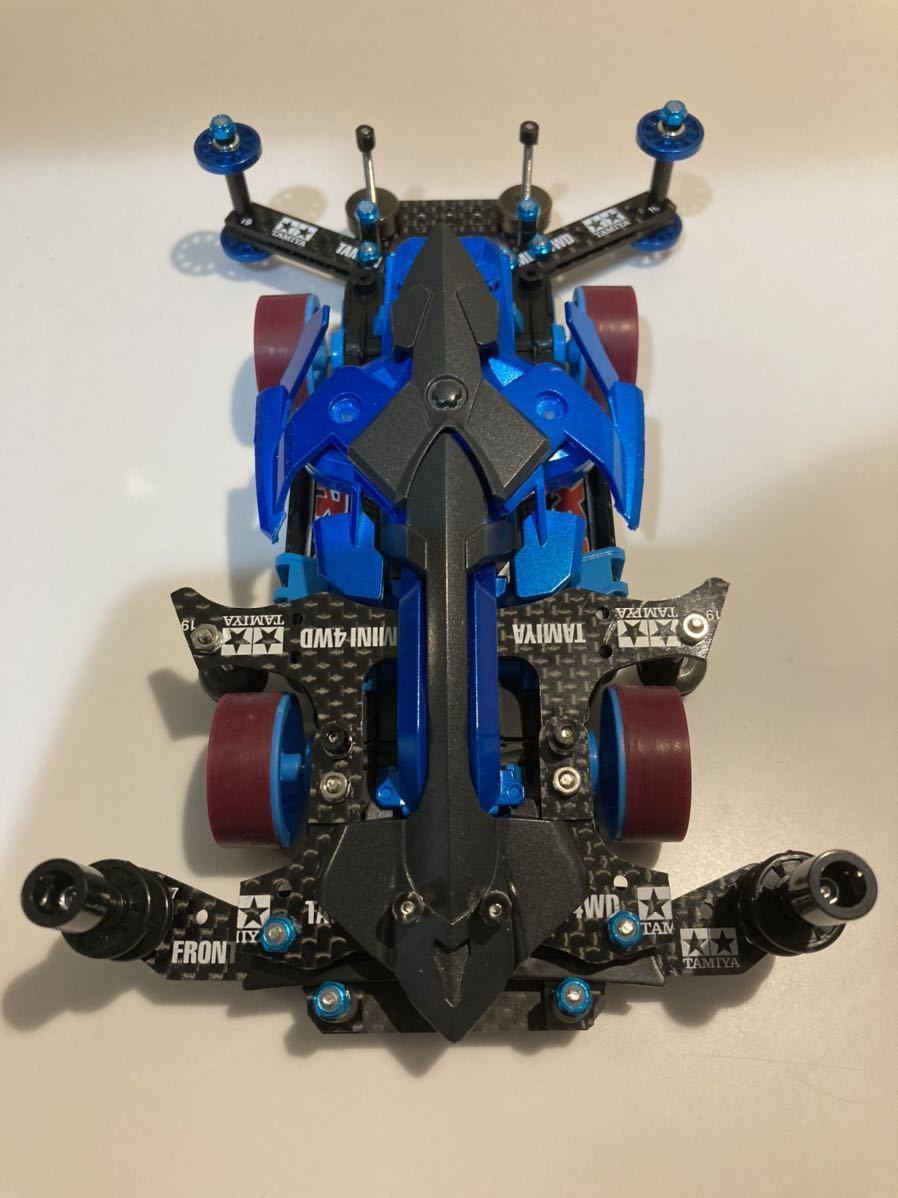 ミニ四駆　タミヤ純正　マッハフレーム　フルカスタム　2023 MSフレキ リヤ1軸アンカー　フロントAT左右独立式スライドダンパー