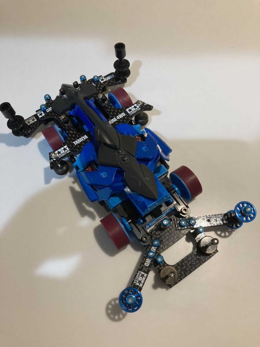 ミニ四駆　タミヤ純正　マッハフレーム　フルカスタム　2023 MSフレキ リヤ1軸アンカー　フロントAT左右独立式スライドダンパー