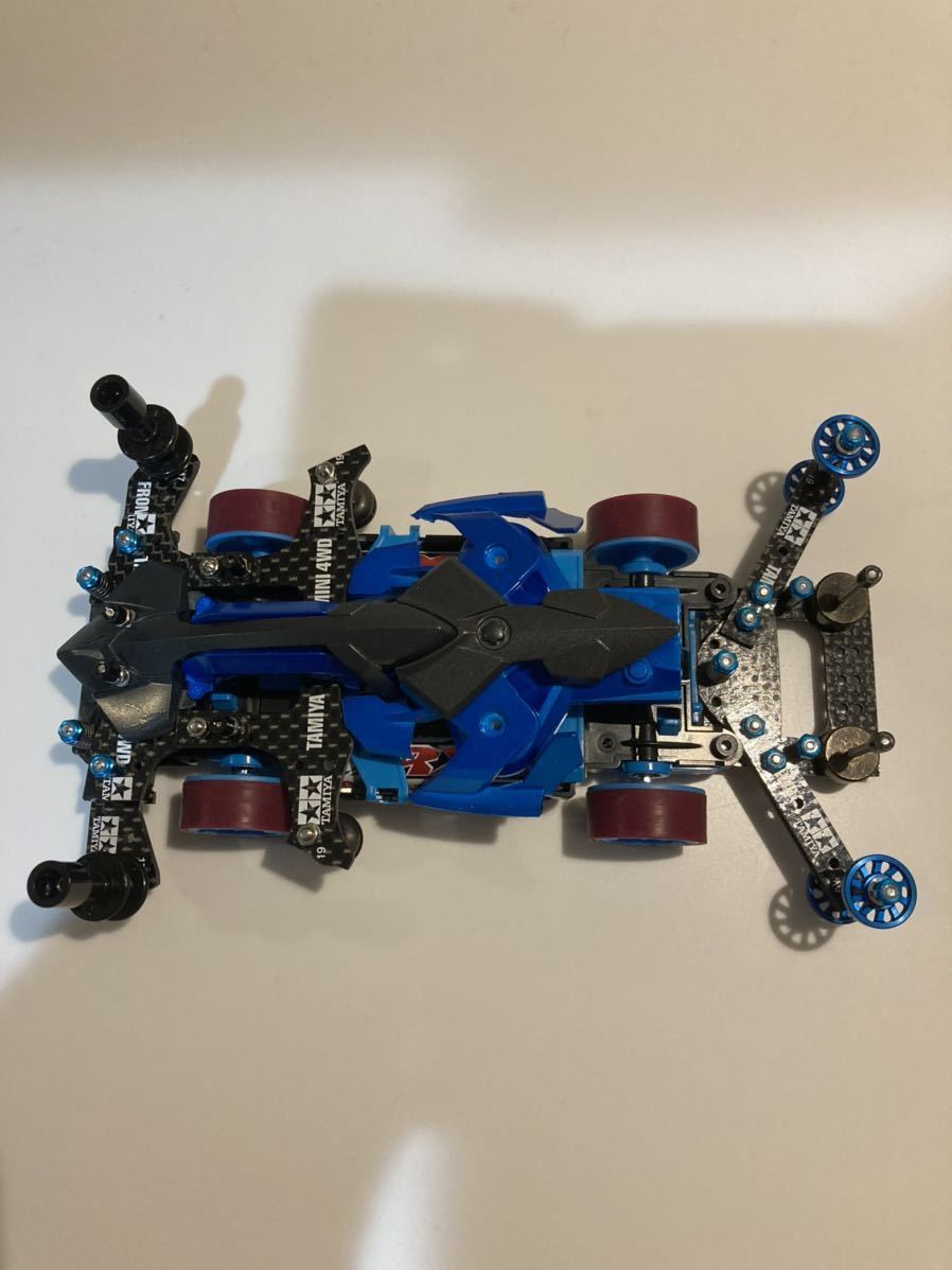 ミニ四駆　タミヤ純正　マッハフレーム　フルカスタム　2023 MSフレキ リヤ1軸アンカー　フロントAT左右独立式スライドダンパー