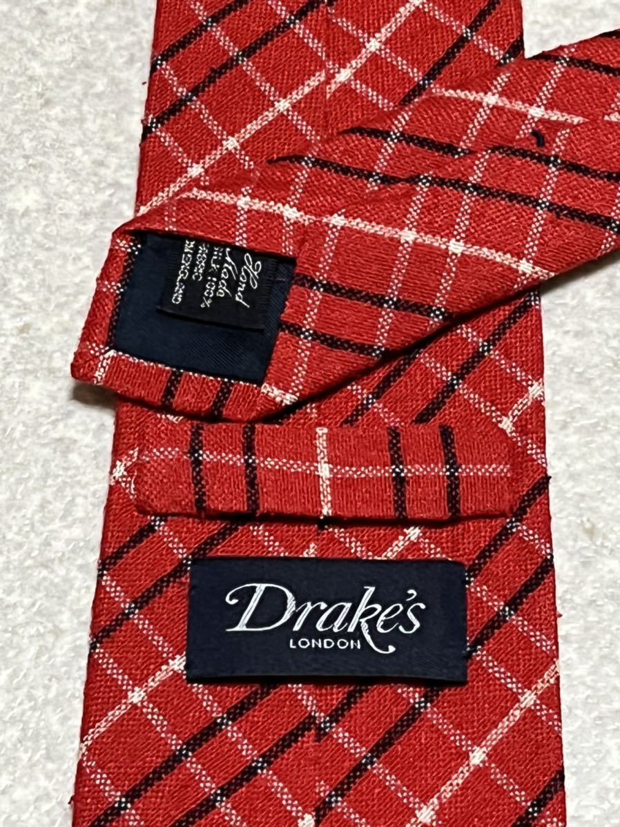 DRAKE'S ドレイクス ネクタイ 赤色系 レジメンタル 新品未使用品