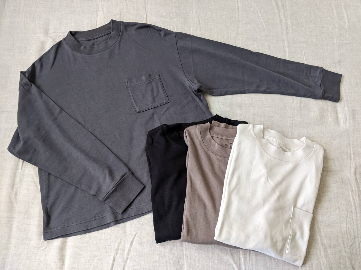 無印良品 MUJI /袖リブ ワイド 長袖Tシャツ/M-Lサイズ/4色セット 