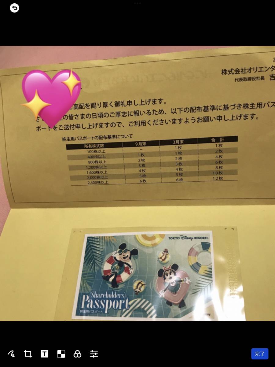 ◆ オリエンタルランド 株主優待券パスポート 1枚 東京ディズニーリゾート 東京ディズニーランド 2023年6月30日まで ◆