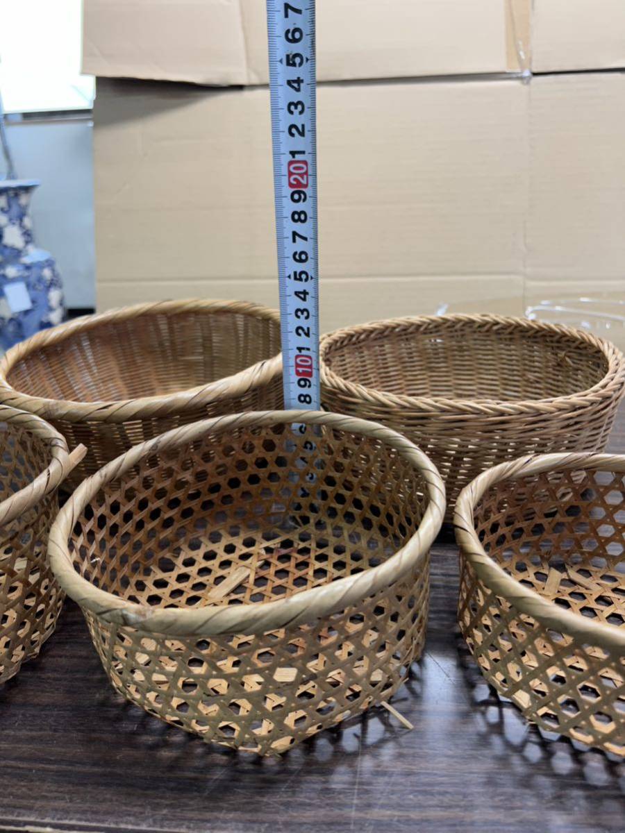 昭和レトロ 竹ざる 竹籠 竹細工 10点まとめ売り 古道具 古民家 TS0412 竹かご 竹ざる 深ザル 有 干し笊 竹籠 水切り 網かご 古道具 古