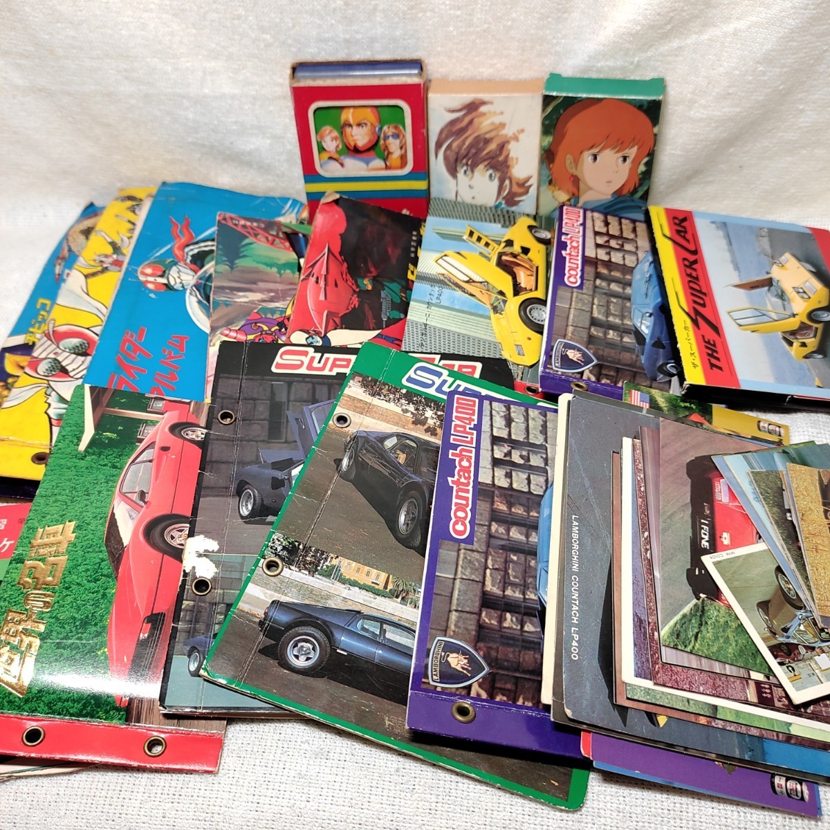 [大量]海外 旧車 名車カード　ロボットアニメカード　ガッチャマン、ライディーン、キカイダー　ポルシェ、フェラーリなど