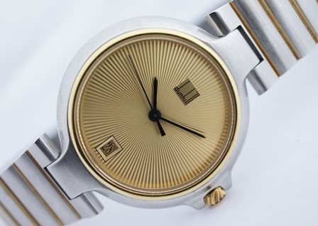 1円～ ダンヒル【dunhill 放射線柄文字盤 ラウンド】メンズ 