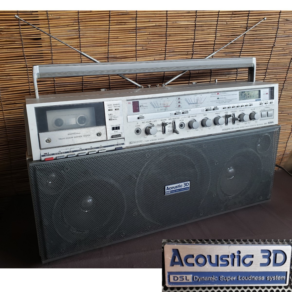 昭和レトロ【AIWA 2バンドステレオラジカセ】CS-J88/ACOUSTIC 3D/FM.AM