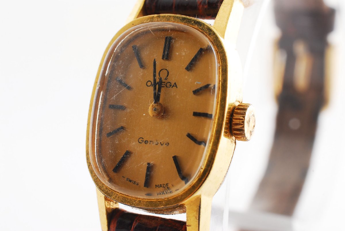 稼働品 オメガ ジュネーブ 手巻き ゴールド ラウンド SS レディース 腕時計 OMEGA