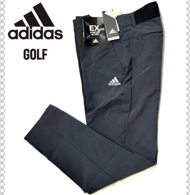 〓新品【ウエスト88cm前後】紺ネイビー 春夏 アディダス ボトムス ゴルフ adidas EX STRETCH ACTIVE サイドポケットアンクルパンツ