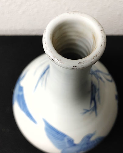 李朝染付徳利 李朝 | 染付 徳利 白磁 CE） 入蘆花（ロカニイル） 箱付 侍李朝 笹文