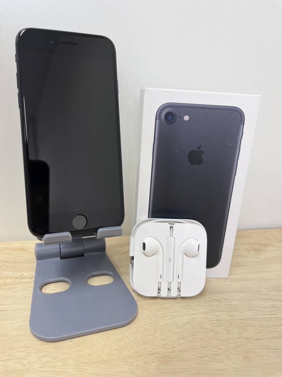 人気ブラックiPhone7 良い 未使用イヤホン 箱ありSIMフリー256GB 美品