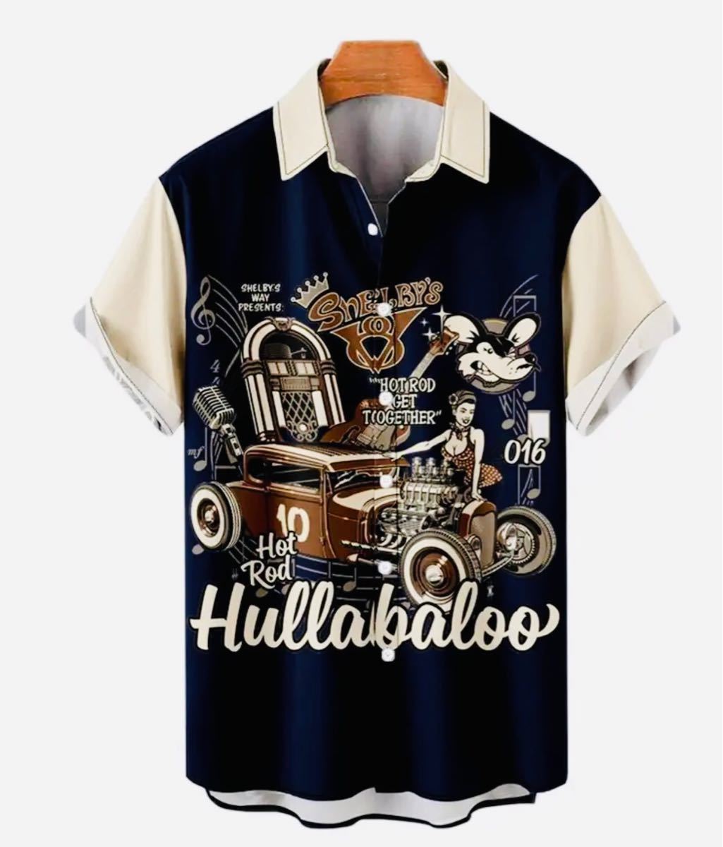 50’s 　アメリカン 　ボーリングシャツ　ロカビリー　　チカーノ　チョロ　開襟シャツ　XL　新品・未使用品