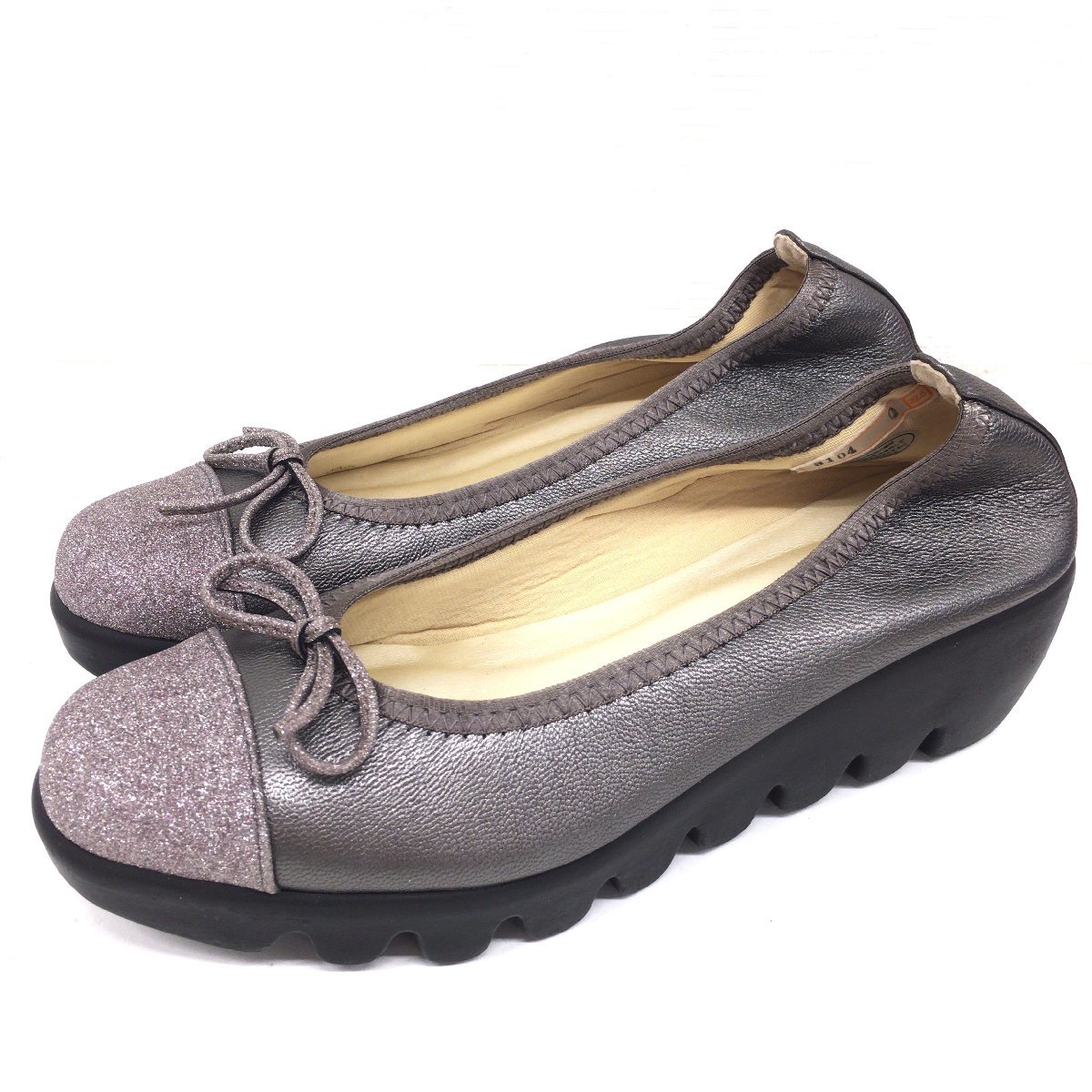 【ほぼ未使用】ヒルズアヴェニュー　レザー　プレーン ウェーブソール　パンプス ○ほぼ未使用 HILLS AVEUNE ヒルズアヴェニュー ウェーブソール