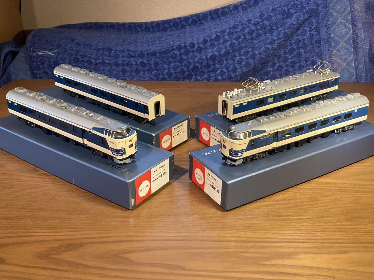 カツミの古い581系、基本セット風4連。ジャンク扱い1円スタートNCNRで