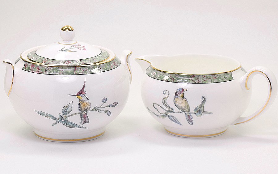 ∇花∇【ウェッジウッドWedgwood】ハミングバーズ（1991年意匠）シュガーポット・ピッチャー 2Pセット ◇21