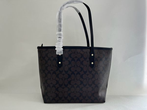 コーチ COACH トートバッグ 肩掛け レディース PVC×レザー ブラウン