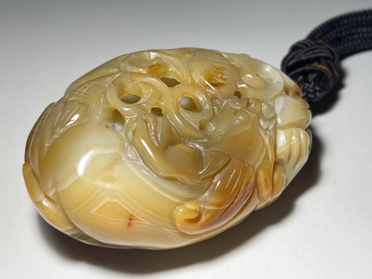 定番人気，セール】 【三】中国唐物 清時代 収蔵逸品 黄翡翠 楼空彫刻
