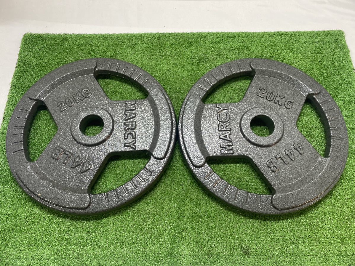 MARCY 3穴 アイアン ダンベルプレート 20kg 2枚1SET 50mm 筋トレ 0423