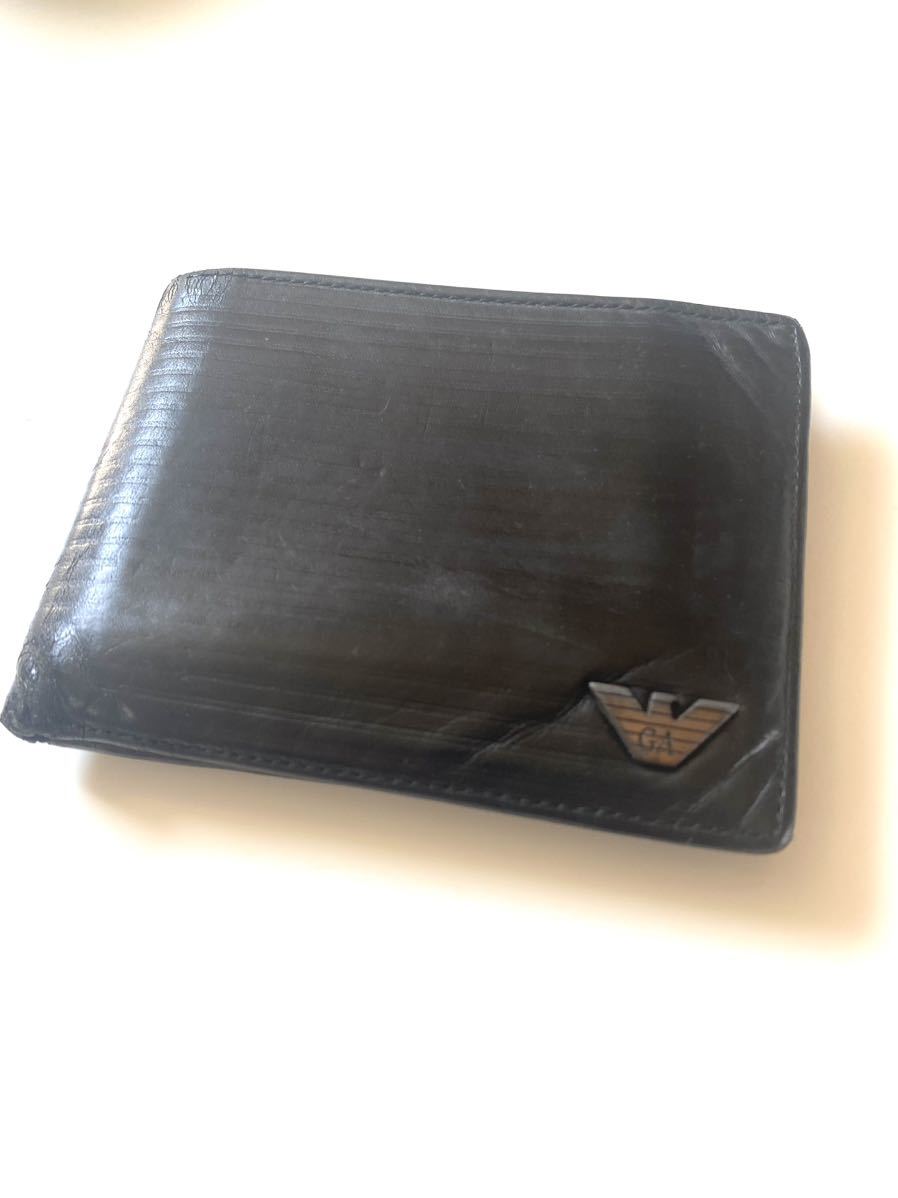 EMPORIO ARMANI エンポリオアルマーニ レザー 二つ折り 財布 