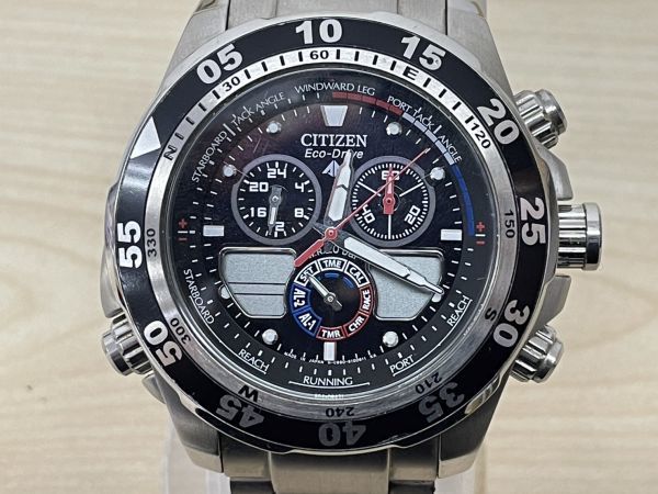I519-T6-96◎CITIZEN シチズン 腕時計 Bco-Drive エコドライブ クロノグラフ クオーツ C660-S067626 ブラック文字盤 メンズ 不動 ⑥