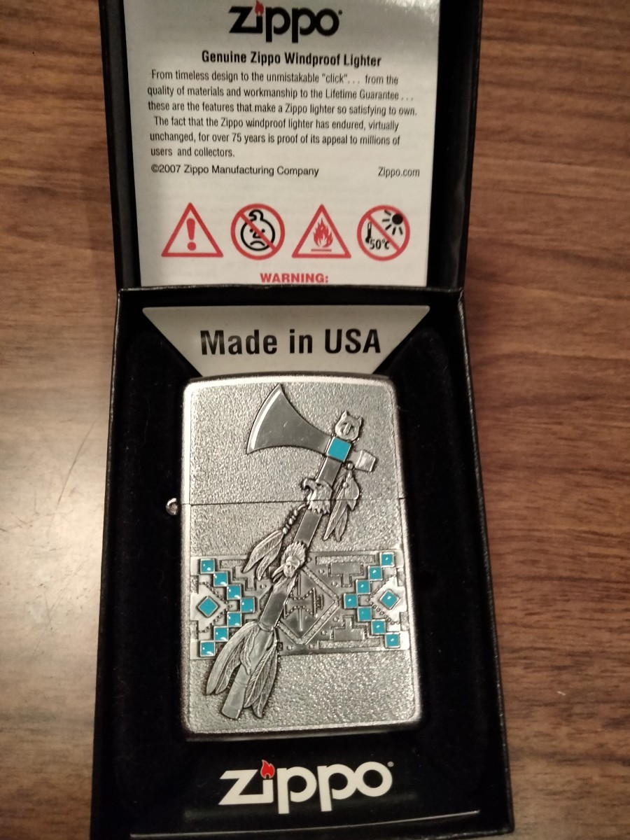 ZIPPO 未使用品　Tomahawk Indian インディアン エンボス加工　ジッポー オイルライター　