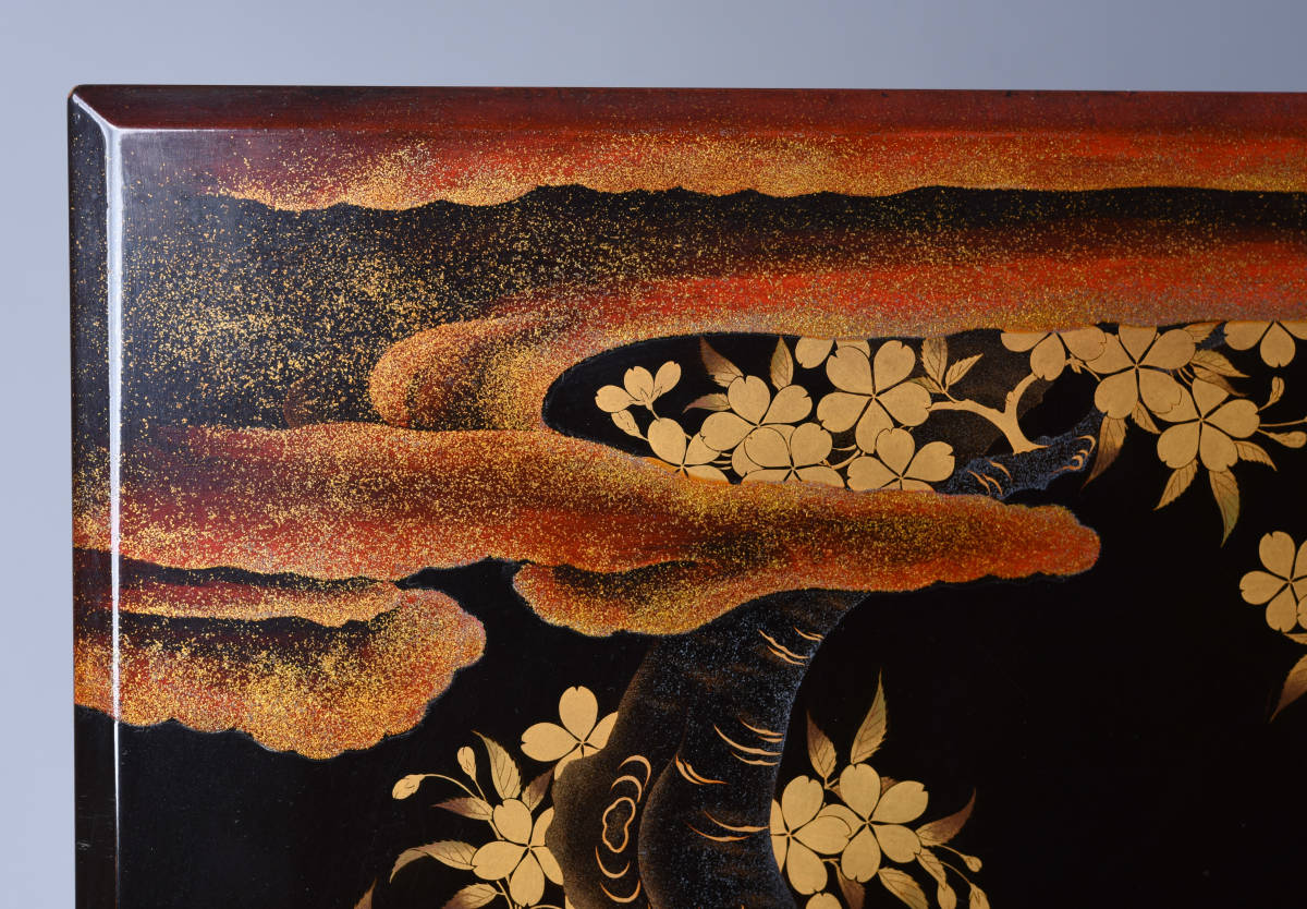 SBCB】6055 時代 梨地花鳥文 蒔絵 料紙文庫 箱付 文房書道具 Tarou