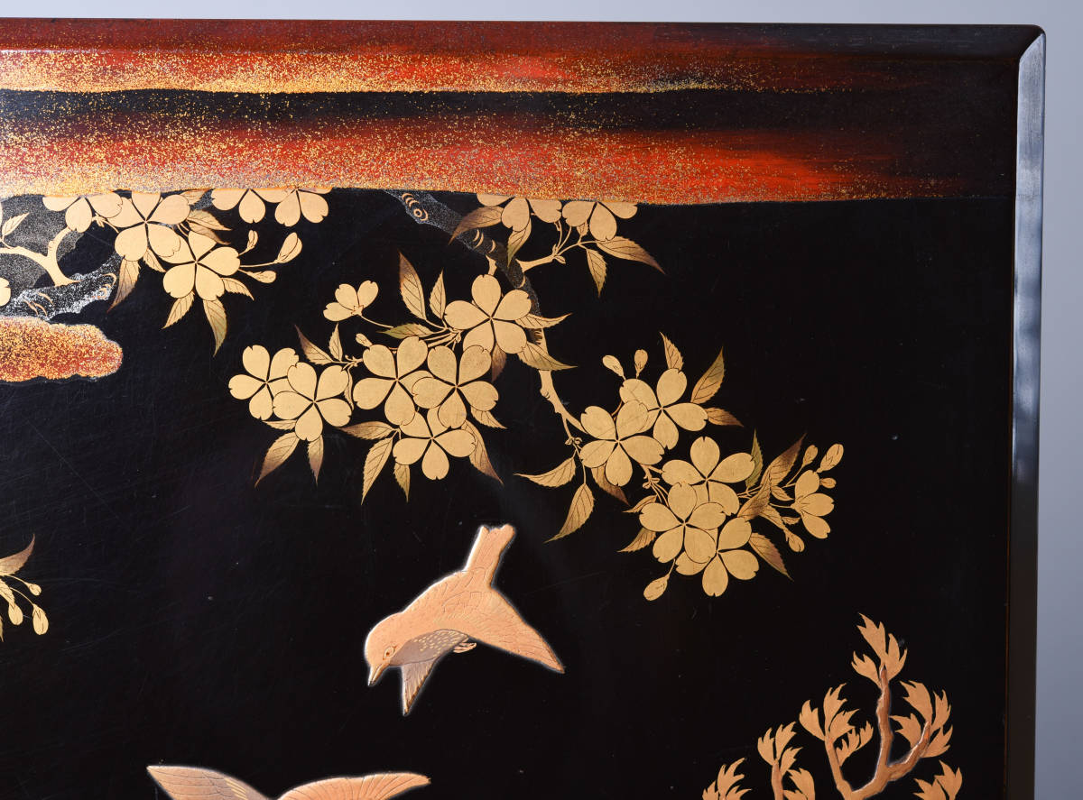 SBCB】6055 時代 梨地花鳥文 蒔絵 料紙文庫 箱付 文房書道具 Tarou