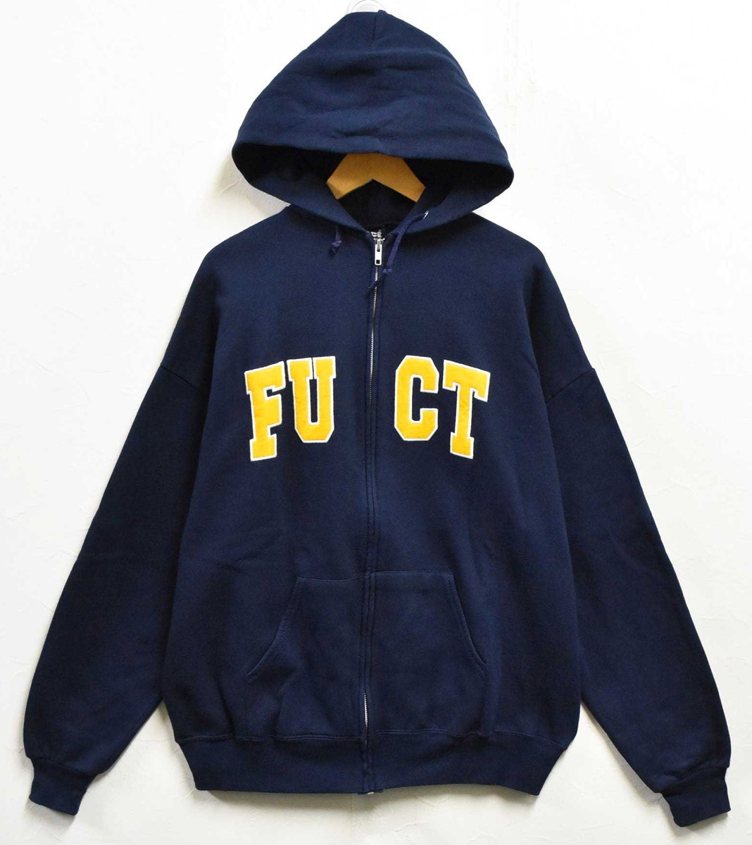 ビッグサイズ USA製 fuct ファクト フルジップ スウェット パーカ ネイビー メンズXL(27853