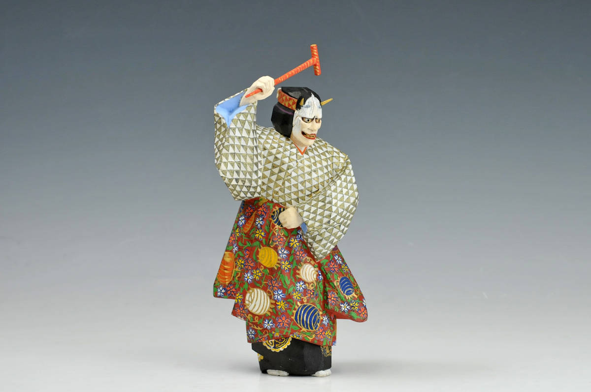 彫刻家 為田哲園 立雛 共箱 一刀彫 木彫 為田哲園 木彫彩色 葵上 高さ：23.5cm 共箱 うぶ出し 奈良一刀彫 能