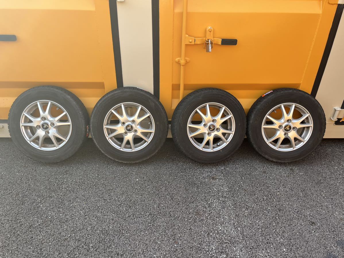 CLAW X-1 13インチ シルバー系 スタッドレス ダンロップ 145/80R13 2013年製 エブリイ サンバー ハイゼット パッソ 4本 アルミホイール 