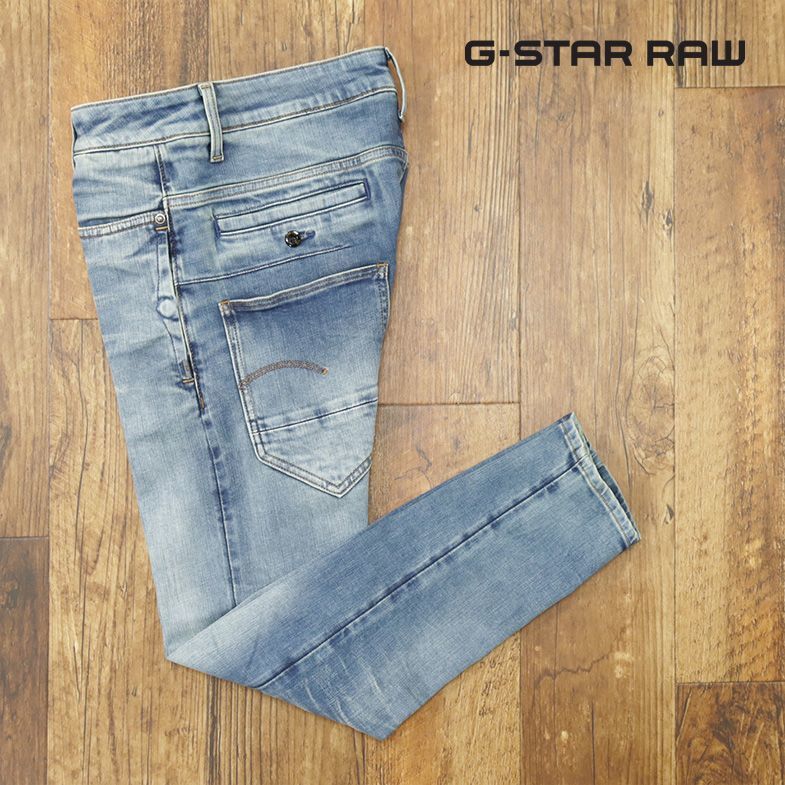 1円/G-STAR RAW/28インチ/訳 美脚デニムパンツ D-STAQ 3D SLIM D05385-9178-A588 ウォッシュ加工 ストリート 新品/青/ブルー/gf448/