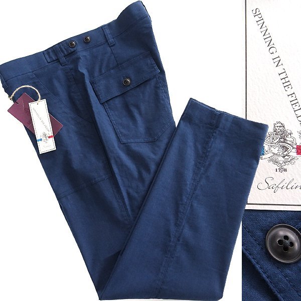新品 2.3万 マックレガー Wine Label フランス生地 SAFILIN リネン混 ファティーグ パンツ 86(XL) 紺 【P29100】 McGREGOR 春夏 メンズ