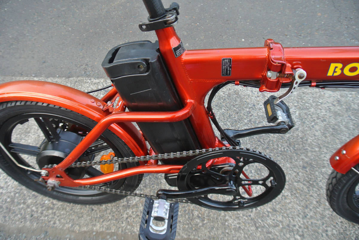 1円～BONITA ディスク式折り畳み電動自転車 36V 8Ah 16インチ赤色 動作 