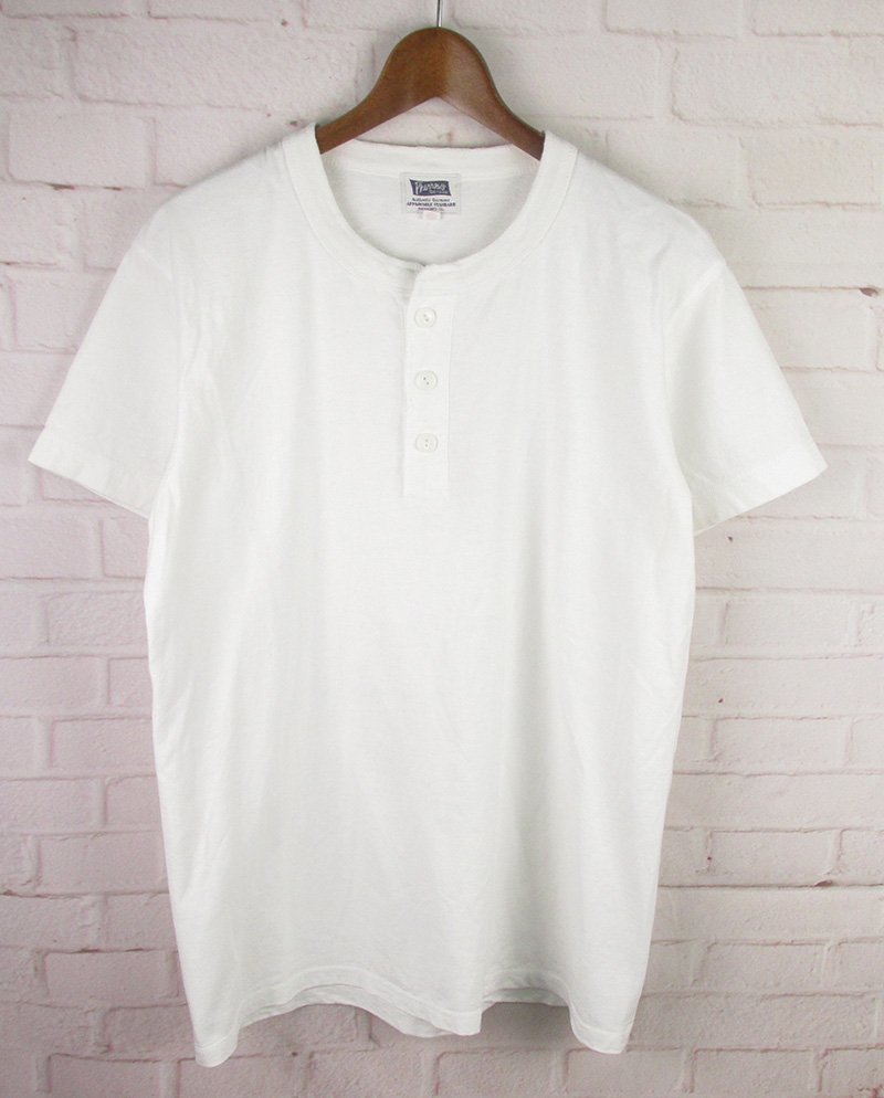 ST8961 PHERROW'S フェローズ ヘンリーネック Tシャツ LG 40 ホワイト（クリックポスト可）
