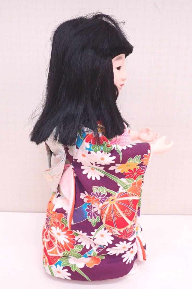 た7T 市松人形 からくり人形 お茶運び人形 女の子 着物 高さ 約44cm