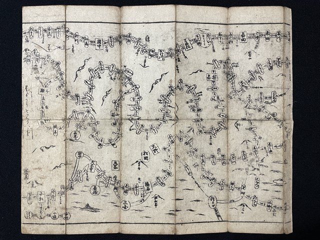 nobiページ j◇ 難あり 古地図 道中独案内図 再版 時代物/N-H04①