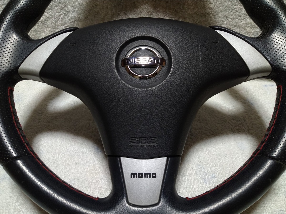 日産 純正 オプション モモ MOMOスポーツステアリング 3本スポーク 赤